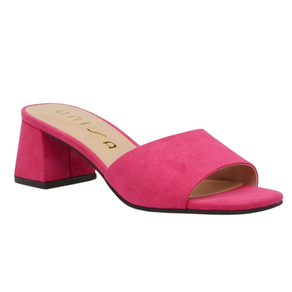 Unisa Hot Pink Open-Toe Block Heel Slide Sandals